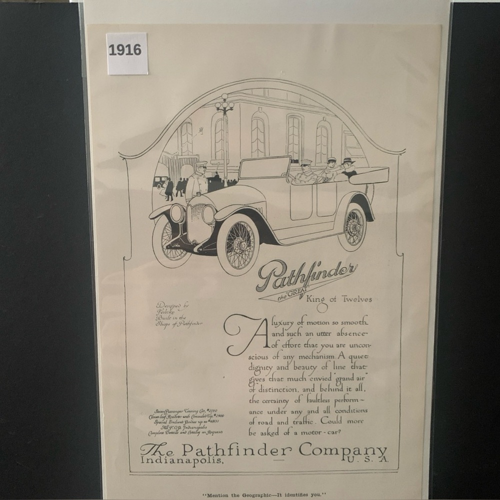 Vintage 1916 Pathfinder King of Twelves Luxury of Motion Ad Advertisement